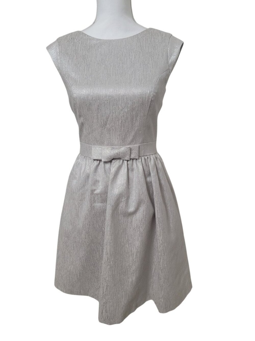 Cynthia Steffe Size 2 Silver Metallic Fit & Flare Cocktail Dress
